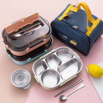 Large-capacity 304 stainless steel lunch box with tableware for office workers 1 person portable divided primary school students with lunch box