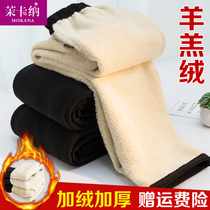 Mom thick warm pants grandma wear autumn and winter lamb velvet trousers middle-aged and elderly women plus velvet straight pants