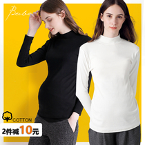 Pregnant woman beating undershirt high collar internal hitch pure cotton gestational woman dress autumn and winter style t long sleeve blouse blouse autumn clothes spring and autumn