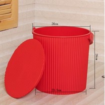 Moving red rice bucket Plastic storage bucket multi-purpose bucket with lid storage bath stool bucket can sit rice bucket bucket home