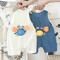 Baby sleeveless one-piece summer baby cotton bag fart clothing spring and autumn 丨 Long-sleeved one-piece newborns