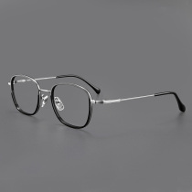 Muchuan ultra-light pure titanium glasses frame men's big face retro small frame can be equipped with myopia lens female Korean anti-fog flat lens