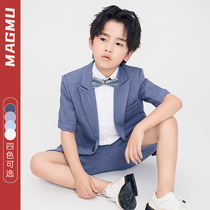 Childrens suit suit Boy short-sleeved suit Summer flower girl piano performance host handsome child dress suit