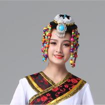  Tibetan headdress female Tibetan style 2021 new Tibetan dance performance headdress stage exaggerated ethnic minority jewelry