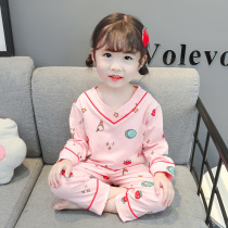 Girls pajamas spring and autumn cotton long sleeve female baby cartoon little girl baby childrens autumn home clothes