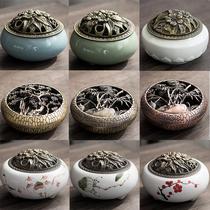 Incense burner home sandalwood alloy ceramic incense stove Incense Road creative incense agarwood incense plate incense oven incense burner