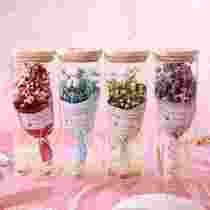 P0113 Girls Bedroom Decoration Dried Flower Glass Bottle Ornament Creative Star Light Wishing Glass Bottle Couple Gift