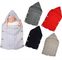 Amazon bursting with autumn and winter baby knit wool line sleeping bag button photography sleeping bag Four seasons cart sleeping bag plus suede