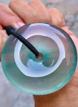 Natural A goods blue water safety buckle jade pendant ice Jade Buddha floating flower mother Guanyin neck decoration jade pendant female