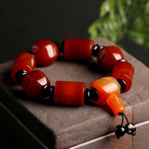 Natural Red Agate Bucket Beads Mens Tibetan Agate Bracelet Bead Jewelry Drum Beads