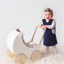 Deer custom ins Danish moon trolley Nordic white childrens wooden childrens toy shopping cart shooting