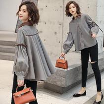 Fashion Korean version of loose special fat special size womens belly cover autumn shirt slightly fat mm160 Jin shirt