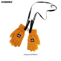 Functional wind gloves men winter warm touch screen personality hip hop thick plus velvet riding running lanyard gloves