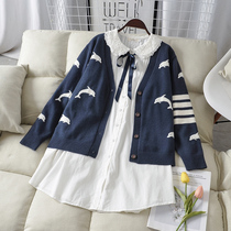 Pregnant women Autumn New Dolphin cashmere cardigan coat fashion autumn suit pregnancy knitted top two-piece set