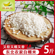 Northeast farmer new glutinous rice 5 pounds round glutinous rice bulk fresh pure white glutinous rice Jiangmi wine stuffed rice bag rice dumplings rice