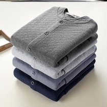 Elderly Thermal Underwear Mens Single Piece Blouse Triple Clip Cotton Thickened Pure Cotton Big Code Cardiovert Cardiovert Cardiovert