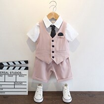Boys suit Summer baby kindergarten graduation suit Childrens chorus performance suit British dress suit three-piece suit