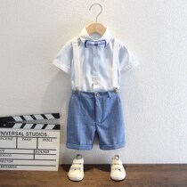 Boy suit 2021 summer short-sleeved thin section flower girl wedding dress Childrens baby performance suit summer suit