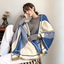 Scarf womens winter dual-purpose warm shawl womens Korean version of high-end double-sided air-conditioning room spring and autumn collar