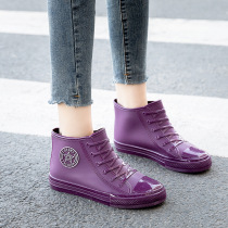 Rain Shoes Woman Short Cylinder Non-slip Rain Boots Fashion Outwear Waterproof Low Help Rain Shoes Kitchen Rubber Shoes Wash work Water boot sleeves
