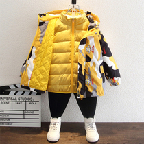 Boy Assault Clothes Autumn and Winter 2021 New Three-in-One Ultraman Coat Thick Camouflage Cotton Suit Boy Winter Clothes