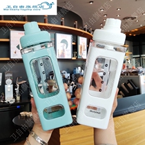 Creative large capacity outdoor water Cup modern simple portable high temperature resistant plastic cup 700ML square Double Cup