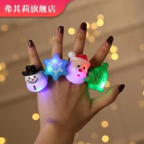 New Christmas Glowing Old Man Snowman Ring Children Push Gift Small Gift Toy Kindergarten Decoration
