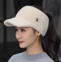 Hat female Korean version wild autumn and winter wool warm hat Leisure sunscreen net red empty top hat Baseball cap no top
