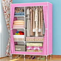  Simple cloth cabinet Steel pipe bold reinforcement wardrobe Bedroom furniture storage rack Household wardrobe assembly storage cabinet