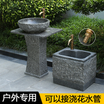 Natural stone wash basin courtyard sink basin stone pillar basin outdoor washbasin garden marble sink