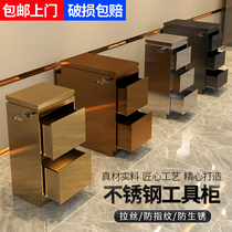 Barber shop tool cabinet Stainless steel hair tool cabinet Hair salon special storage locker Three-layer double-sided drawer