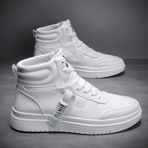  Tide brand high-top white shoes mens Korean version of the trend of winter new plus velvet warm cotton shoes wild sports and leisure board shoes