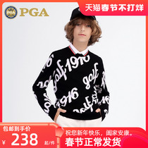 American PGA childrens golf clothing boys autumn and winter sweater long-sleeved thickened mercerized woolen sweater warm childrens clothing