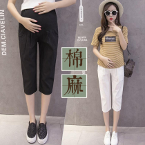 Pregnant women pants spring and summer thin pregnant women leggings Spring and Autumn wear fashion cotton and linen pants seven-point shorts summer clothes