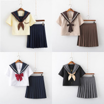 Genuine jk uniform Girls summer clothes 10 primary school students 11 sailor clothes Childrens 12-year-old short-sleeved suit skirt summer full set
