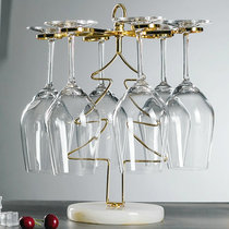 红酒杯套装家用6支装水晶高脚杯葡萄创意新中式红酒杯架倒挂架