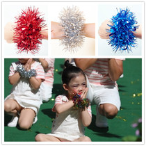 Guoguo kindergarten dance dance wrist flower New Years Day performance sequin rubber band hand flower sports props bracelet flower