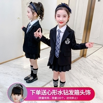 Girl blazer spring and autumn 2021 new children Foreign style Net red small suit jk Academy style two dress dress