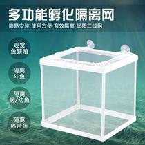  Aquarium juvenile fish separation box Fish tank Tropical fish peacock phoenix tail incubation size breeding box with suction cup isolation net