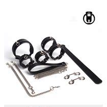 Adult supplies couple sex suit leather men and women slave handcuffs binding binding toys 6-piece set of sexual tools