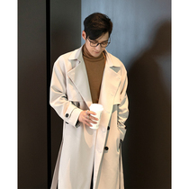 Mens windbreaker mid-length 2021 new spring and autumn jacket trend British style loose high-end trench coat