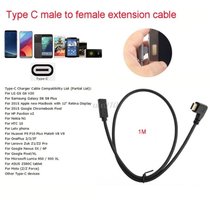 1m USB 3 1 Type C Male To Female Extension Data Cable 90 Deg