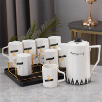 Household water cup set cold kettle ceramic kettle large hospitality 8 cups living room Nordic water teapot