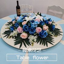 New Round Table Flower Pendulum Flowers Decoration Hotel Upscale Emulation Flower Fake Flower Pendulum Pieces Large Table Turntable Intermediate Furnishing