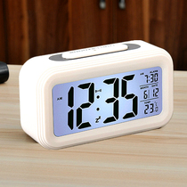 2020 new luminous silent clock photosensitive smart desk clock Large screen snooze net red creative personality alarm clock