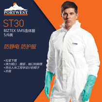 Portwest Protective suit Dust suit Waterproof anti-static one-piece body cap Spray paint raincoat Anti-chemical work suit