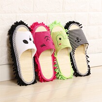Lazy peoples floor slippers mopping floor shoes cover summer home indoor foot cover removable and washable large size cartoon couple floor shoes