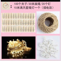 Photo clip wooden clip small clip clip photo clip photo rope creative personality cartoon clip hemp rope photo wall decoration