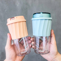 Korean version of men and women couple plastic cup student creative trend simple office coffee hand Cup portable water Cup