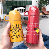 South Korean trend smiling face Insured cup cute tennis red 304 stainless steel vacuum water glass seal leak-proof carry-on cup